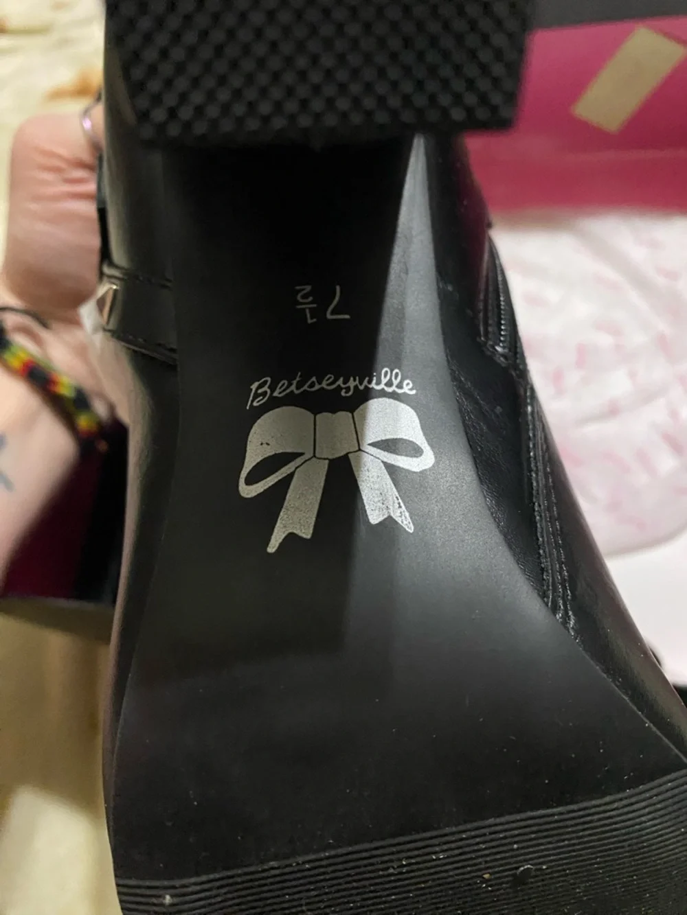 Betsey Johnson Black Studded Strap Ankle Booties - Picture 5 of 7